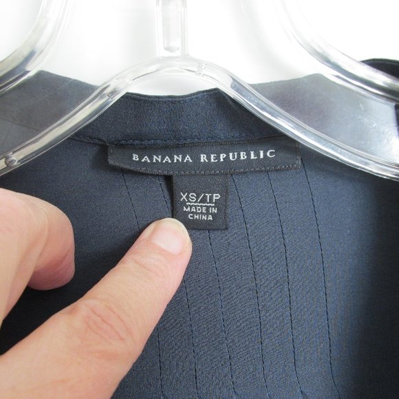 Banana Republic Dark Blue & White Silk Tunic/Mini Dress 3/4 Sleeve Sz XS - Picture 4 of 9